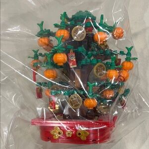 LEGO Orange & Green Pumpkin Tree with Red and Gold Base